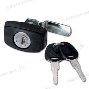 Fechadura PushLock rectangular preta c/canhão