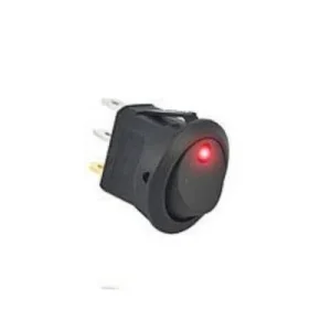 Interruptor redondo preto c/led vermelho
