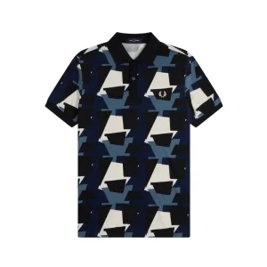 fred perry polo com estampado de fragmento